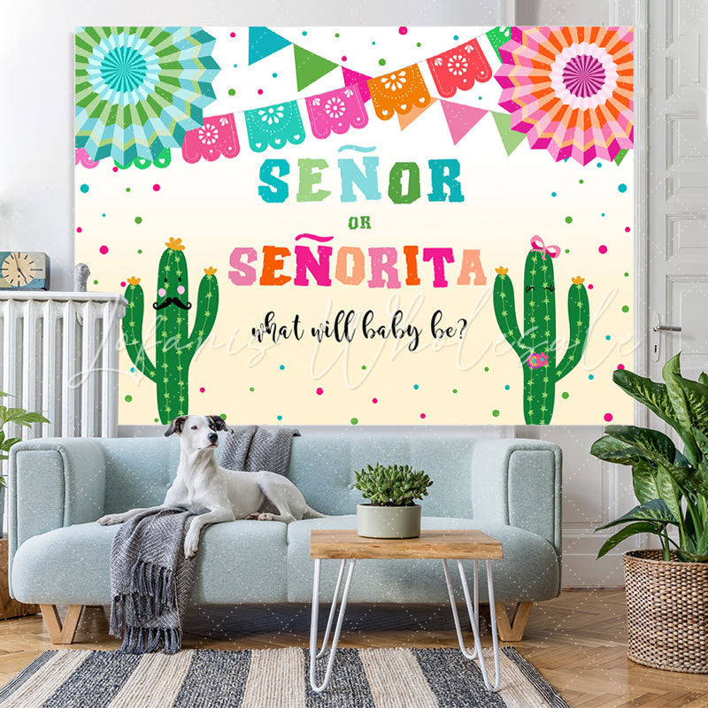 Lofaris Senor Or Senorita With Cactus Baby Shower Backdrop