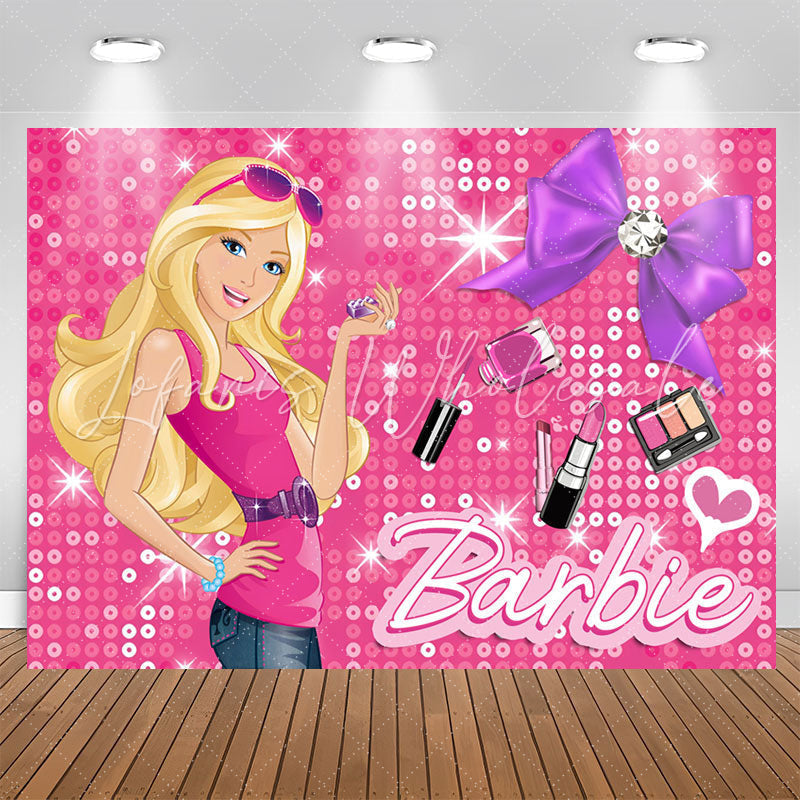 Sequin Sparkling Blonde Girl Pink Party Backdrop