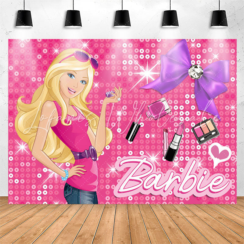 Lofaris Sequin Sparkling Blonde Girl Pink Party Backdrop