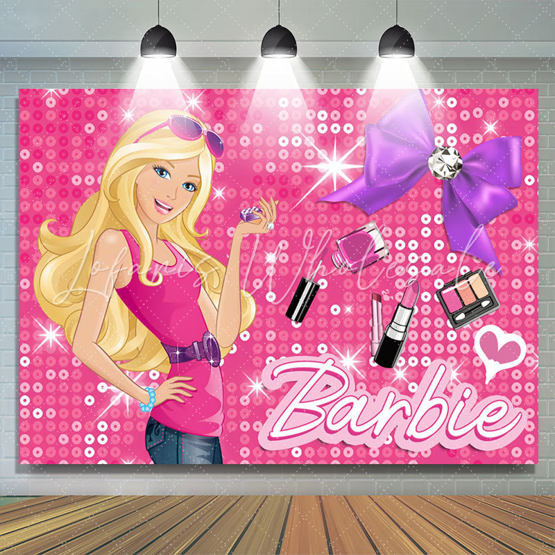 Lofaris Sequin Sparkling Blonde Girl Pink Party Backdrop