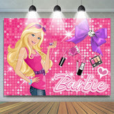 Lofaris Sequin Sparkling Blonde Girl Pink Party Backdrop