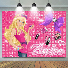 Lofaris Sequin Sparkling Blonde Girl Pink Party Backdrop