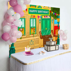 Sesame Street Building Birthday Photography Backdrop