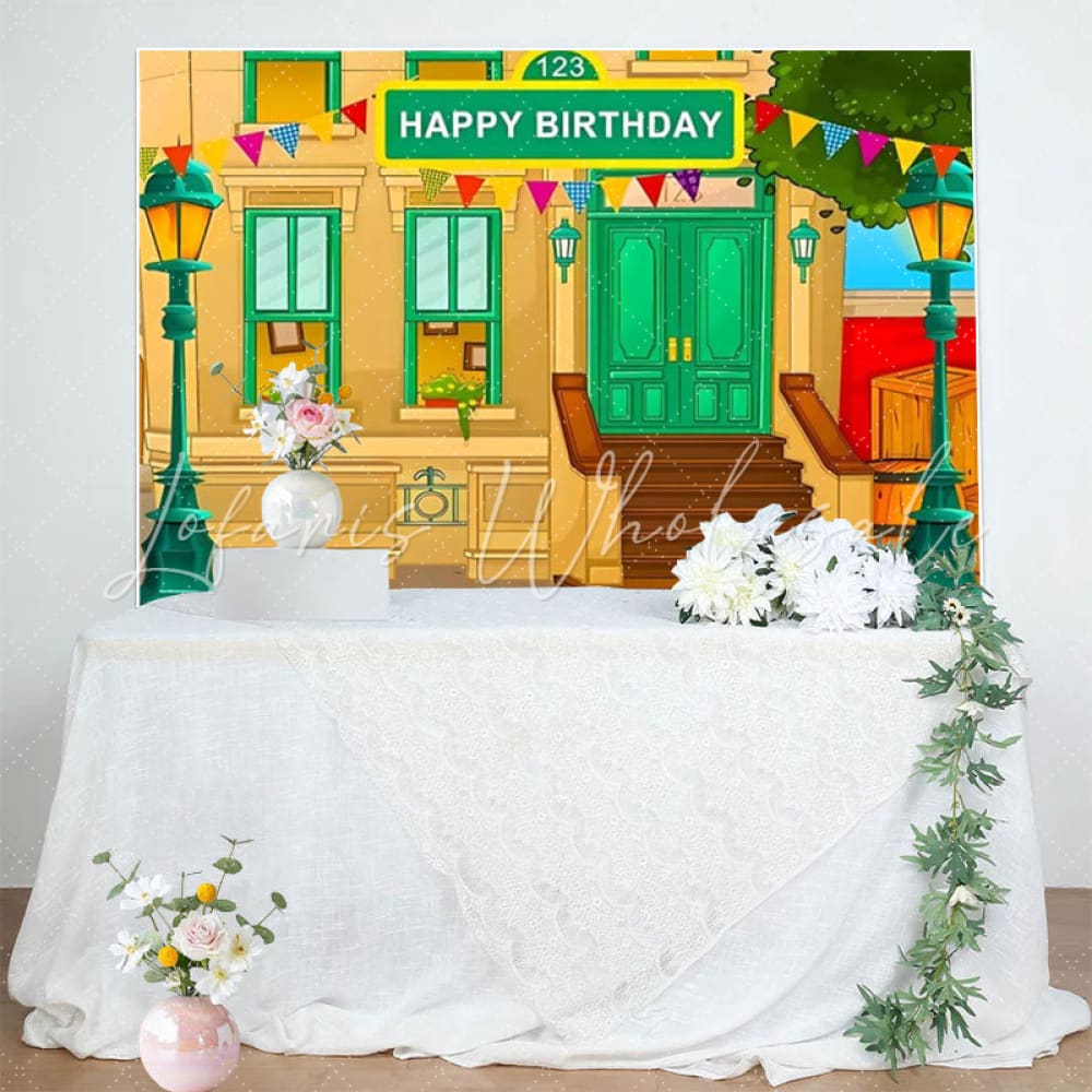 Sesame Street Building Birthday Photography Backdrop