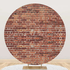 Lofaris Shabby Retro Red Brick Wall Round Party Backdrop