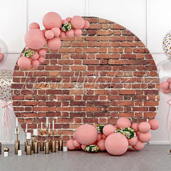Lofaris Shabby Retro Red Brick Wall Round Party Backdrop