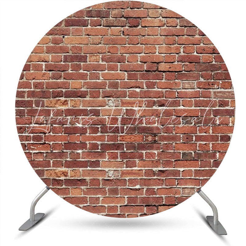 Lofaris Shabby Retro Red Brick Wall Round Party Backdrop