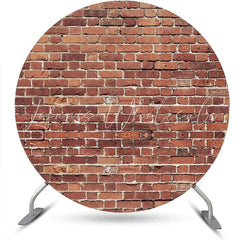 Lofaris Shabby Retro Red Brick Wall Round Party Backdrop