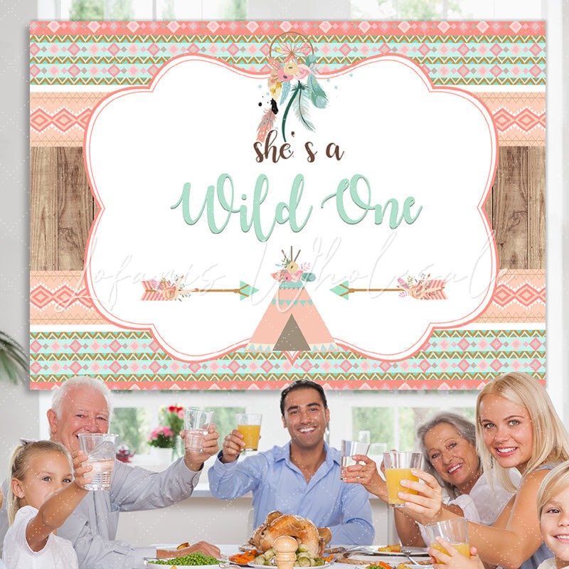 Lofaris She Is A Wild one Boho 1st Birthday Backdrop for Girl