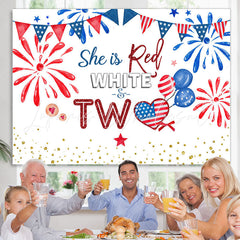 Lofaris She Is Red White 2nd Happy Independence Birthday Backdrop