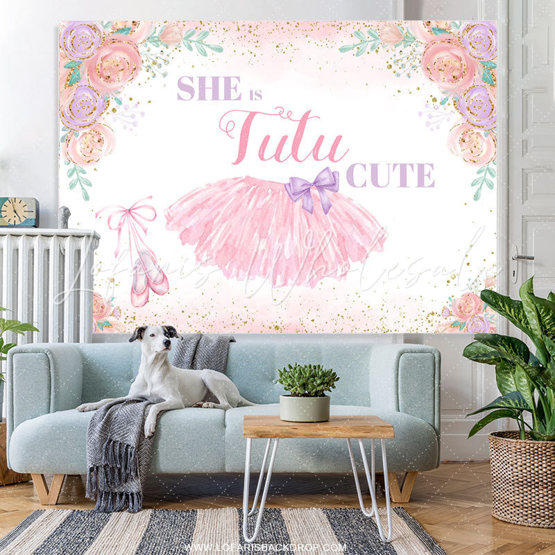 Lofaris She Is Tutu Cute Floral Happy Birthday Backdrop