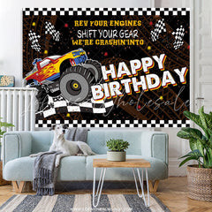 Lofaris Shift Your Gear Racing Car Happy Birthday Backdrop