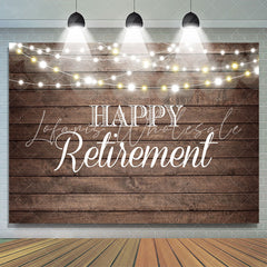 Lofaris Shinning Lights and Wooden Happy Retirement Backdrop