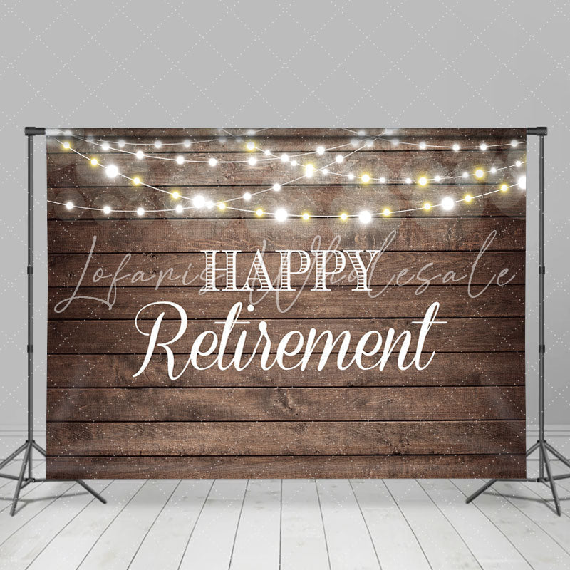 Lofaris Shinning Lights and Wooden Happy Retirement Backdrop