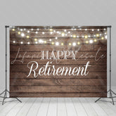 Lofaris Shinning Lights and Wooden Happy Retirement Backdrop