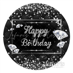 Lofaris Shiny Diamonds Dark Round Happy Birthday Backdrop