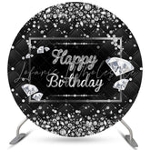 Lofaris Shiny Diamonds Dark Round Happy Birthday Backdrop