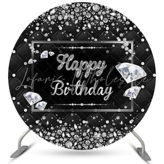 Lofaris Shiny Diamonds Dark Round Happy Birthday Backdrop