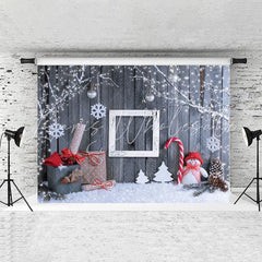 Lofaris Shiny Tree Snowflake Snowman Wooden Christmas Backdrops