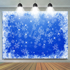 Lofaris Shiny Winter Snowflake Dark Blue Christmas Backdrop