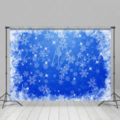 Lofaris Shiny Winter Snowflake Dark Blue Christmas Backdrop