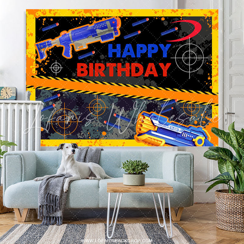 Lofaris Shooting Fire Game Excited Happy Birthday Backdrop