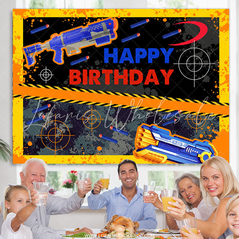 Lofaris Shooting Fire Game Excited Happy Birthday Backdrop