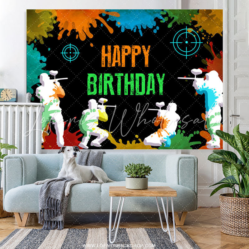 Lofaris Shooting Game Happy Birthday Backdrop For Youth