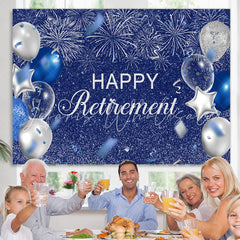 Lofaris Silver And Blue Balloon Glitter Happy Birthday Backdrop