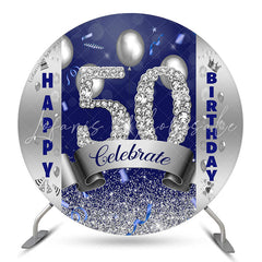 Lofaris Silver Diamond Balloons 50th Birthday Round Backdrop