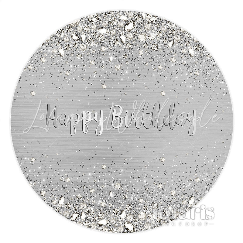 Lofaris Silver Diamond Happy Birthday Round Backdrop For Party