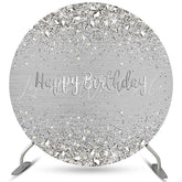 Lofaris Silver Diamond Happy Birthday Round Backdrop For Party