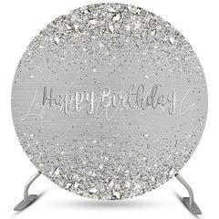 Lofaris Silver Diamond Happy Birthday Round Backdrop For Party