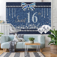 Lofaris Silver Diamond Sweet Sixteen Happy Birthday Backdrop