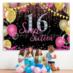 Lofaris Silver Diamonds And Glitter Sweet 16 Birthday Backdorp