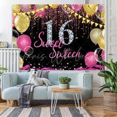Lofaris Silver Diamonds And Glitter Sweet 16 Birthday Backdorp