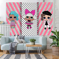 Lofaris Silver Glitter Little Girls Pink Happy Birthday Backdrop