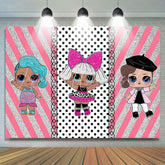 Lofaris Silver Glitter Little Girls Pink Happy Birthday Backdrop