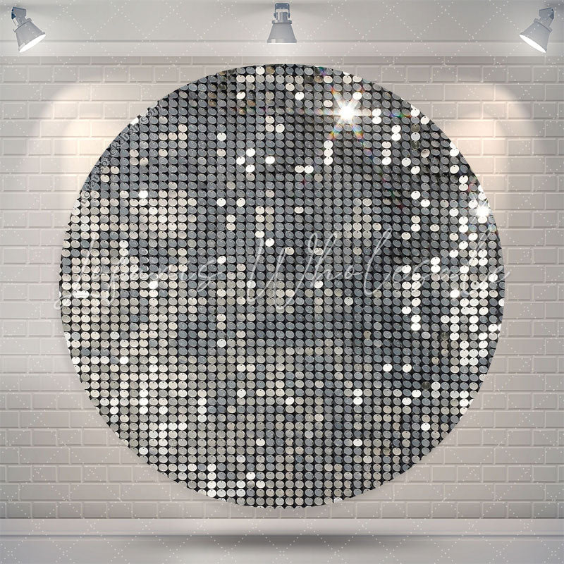 Lofaris Silver Glitter Sequins Backdrop For Disco Dance Party