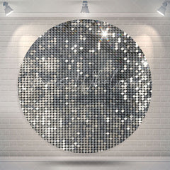 Lofaris Silver Glitter Sequins Backdrop For Disco Dance Party