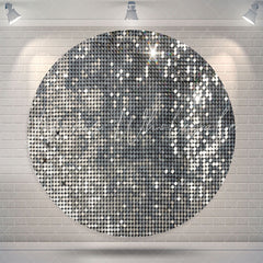 Lofaris Silver Lattice Glitter Round Birthday Party Backdrop