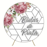 Silver Wedding Anniversary Elegant Round Backdrop for Celebration