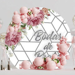Silver Wedding Anniversary Elegant Round Backdrop for Celebration