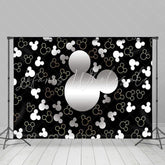 Lofaris Silver White And Black Cartoon Mouse Birthday Backdrop
