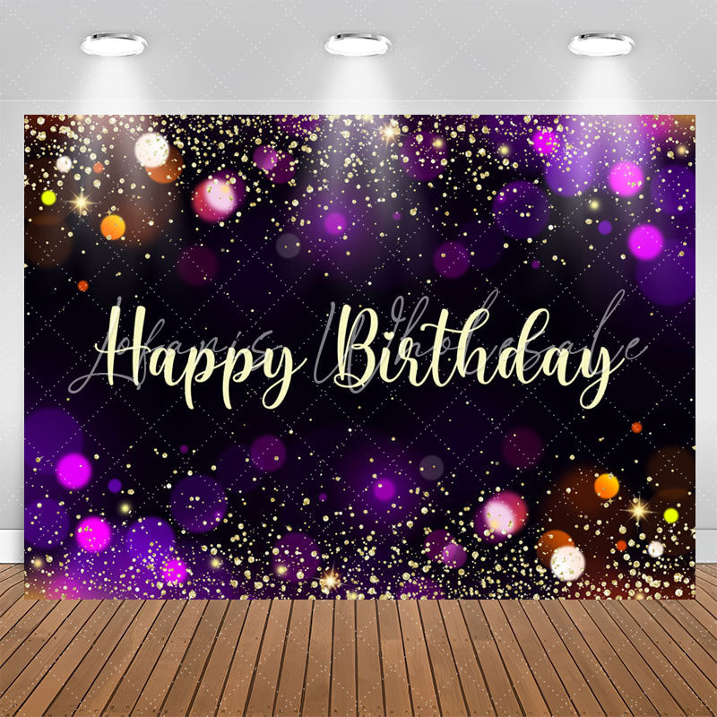 Lofaris Simple Black Bokeh Glitter Happy Birthday Backdrop