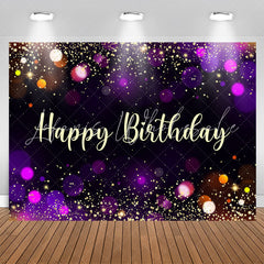 Lofaris Simple Black Bokeh Glitter Happy Birthday Backdrop