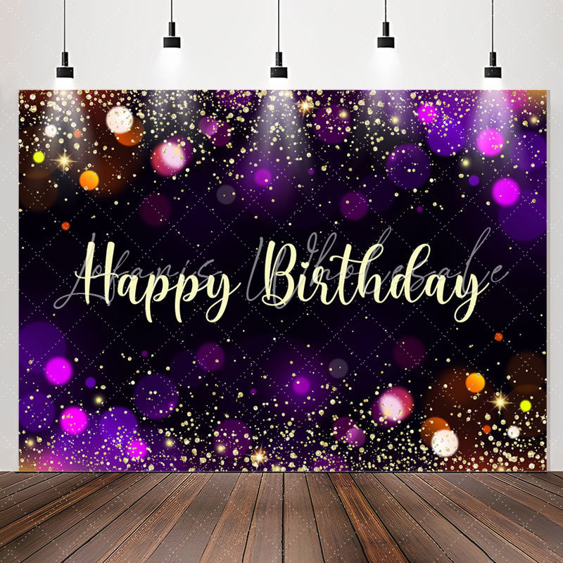 Lofaris Simple Black Bokeh Glitter Happy Birthday Backdrop