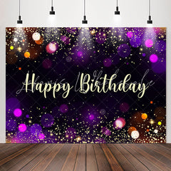 Lofaris Simple Black Bokeh Glitter Happy Birthday Backdrop