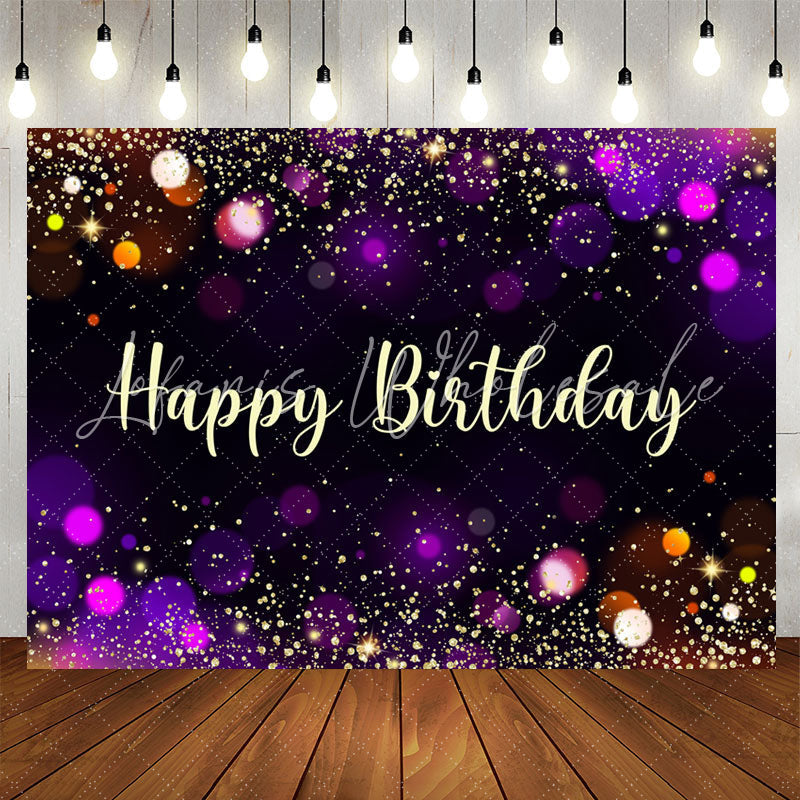 Lofaris Simple Black Bokeh Glitter Happy Birthday Backdrop