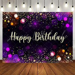 Lofaris Simple Black Bokeh Glitter Happy Birthday Backdrop